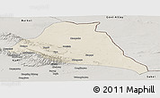 Shaded Relief Panoramic Map of Yiwu, semi-desaturated