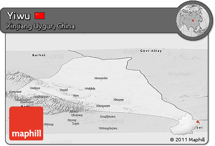 Silver Style Panoramic Map of Yiwu