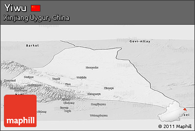 Silver Style Panoramic Map of Yiwu
