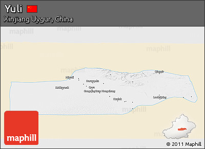 Classic Style 3D Map of Yuli, single color outside