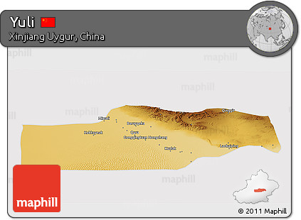 Physical 3D Map of Yuli, cropped outside