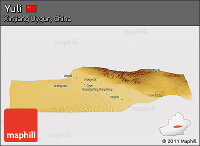 Physical 3D Map of Yuli, cropped outside