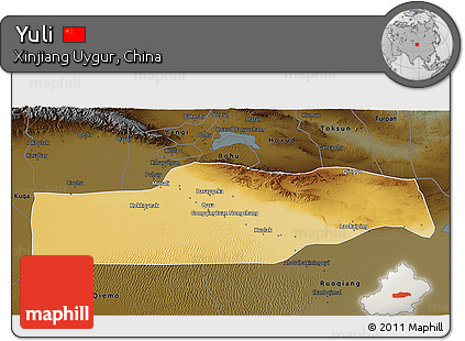 Physical 3D Map of Yuli, darken