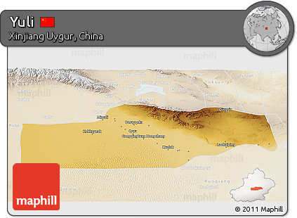 Physical 3D Map of Yuli, lighten