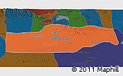Political 3D Map of Yuli, darken