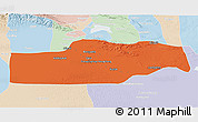 Political 3D Map of Yuli, lighten