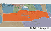 Political 3D Map of Yuli, semi-desaturated