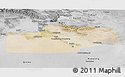 Satellite 3D Map of Yuli, desaturated