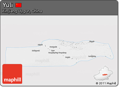 Silver Style 3D Map of Yuli, single color outside