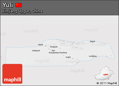 Silver Style 3D Map of Yuli, single color outside