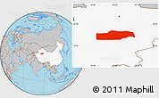 Gray Location Map of Yuli, highlighted country
