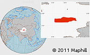 Gray Location Map of Yuli, highlighted parent region, hill shading