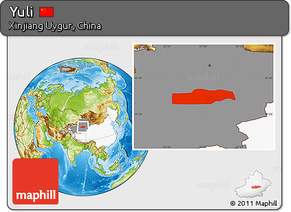Physical Location Map of Yuli, highlighted country, highlighted parent region