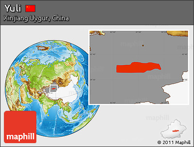 Physical Location Map of Yuli, highlighted country, highlighted parent region