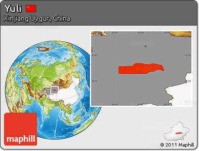 Physical Location Map of Yuli, highlighted country, highlighted parent region