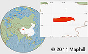 Savanna Style Location Map of Yuli, highlighted country, hill shading