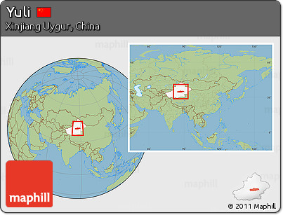Savanna Style Location Map of Yuli, highlighted parent region, within the entire country