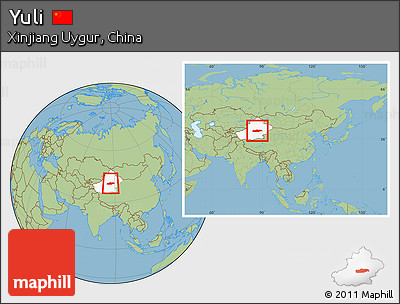Savanna Style Location Map of Yuli, highlighted parent region, within the entire country