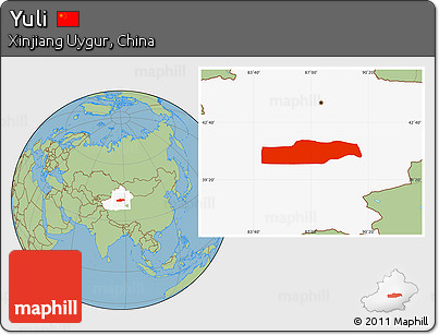 Savanna Style Location Map of Yuli, highlighted parent region