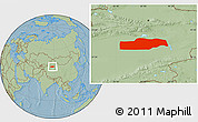 Savanna Style Location Map of Yuli, hill shading