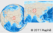 Shaded Relief Location Map of Yuli, highlighted parent region, within the entire country