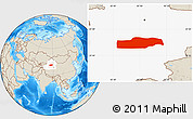 Shaded Relief Location Map of Yuli, highlighted parent region