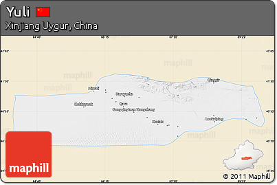 Classic Style Map of Yuli, single color outside