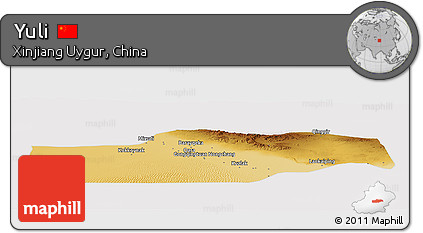 Physical Panoramic Map of Yuli, cropped outside