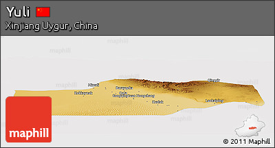 Physical Panoramic Map of Yuli, cropped outside