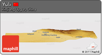 Physical Panoramic Map of Yuli, cropped outside