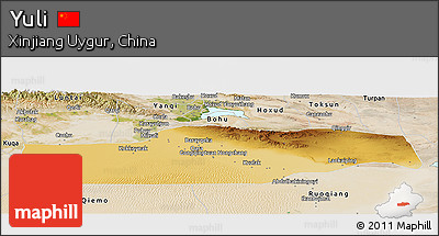 Physical Panoramic Map of Yuli, satellite outside