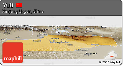 Physical Panoramic Map of Yuli, semi-desaturated