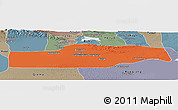 Political Panoramic Map of Yuli, semi-desaturated