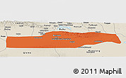 Political Panoramic Map of Yuli, shaded relief outside