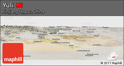 Satellite Panoramic Map of Yuli, semi-desaturated