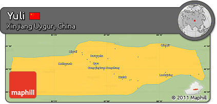 Savanna Style Simple Map of Yuli, single color outside