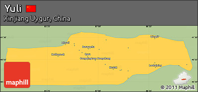Savanna Style Simple Map of Yuli, single color outside