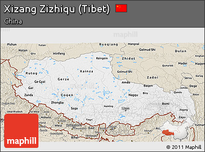 Classic Style 3D Map of Xizang Zizhiqu (Tibet)