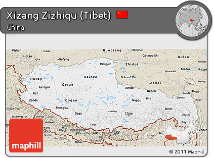 Classic Style 3D Map of Xizang Zizhiqu (Tibet)