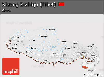 Physical 3D Map of Xizang Zizhiqu (Tibet), cropped outside