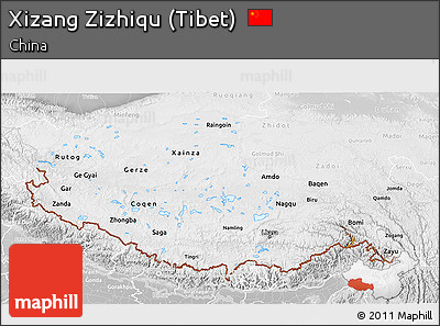 Physical 3D Map of Xizang Zizhiqu (Tibet), lighten, desaturated