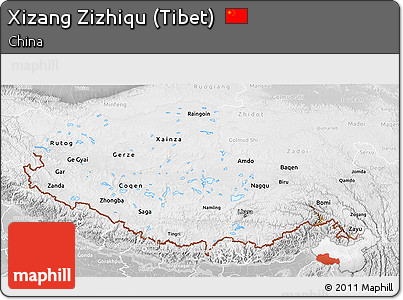 Physical 3D Map of Xizang Zizhiqu (Tibet), lighten, desaturated