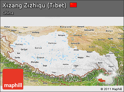 Physical 3D Map of Xizang Zizhiqu (Tibet), satellite outside