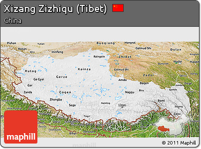 Physical 3D Map of Xizang Zizhiqu (Tibet), satellite outside
