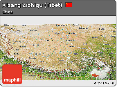 Satellite 3D Map of Xizang Zizhiqu (Tibet)