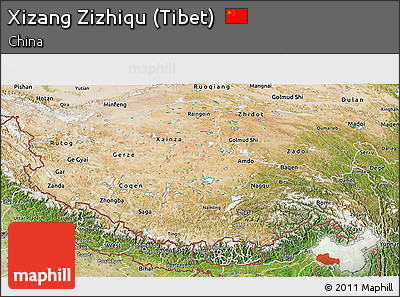 Satellite 3D Map of Xizang Zizhiqu (Tibet)