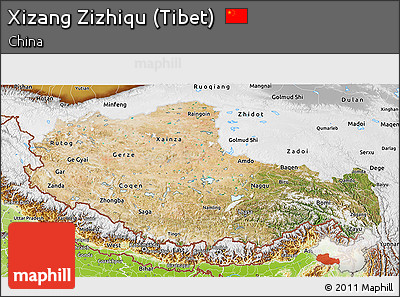 Satellite 3D Map of Xizang Zizhiqu (Tibet), physical outside