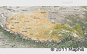 Satellite 3D Map of Xizang Zizhiqu (Tibet), semi-desaturated