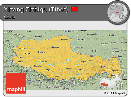 Savanna Style 3D Map of Xizang Zizhiqu (Tibet)