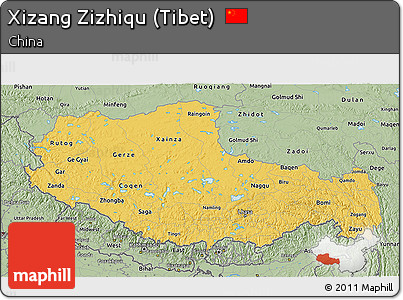 Savanna Style 3D Map of Xizang Zizhiqu (Tibet)